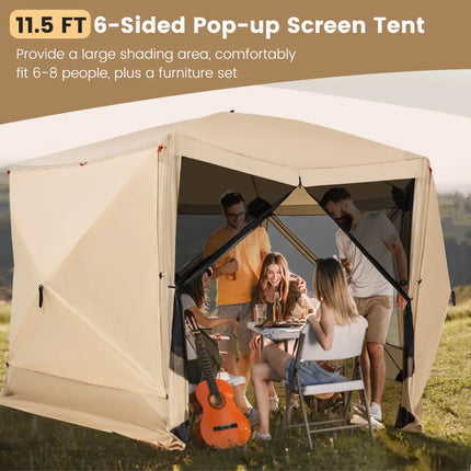11.5 X 11.5 FT Pop-up Screen House Tent with Portable Carrying Bag-Coffee - Coffee - Tents