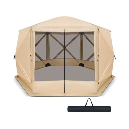 11.5 X 11.5 FT Pop-up Screen House Tent with Portable Carrying Bag-Coffee - Coffee - Tents
