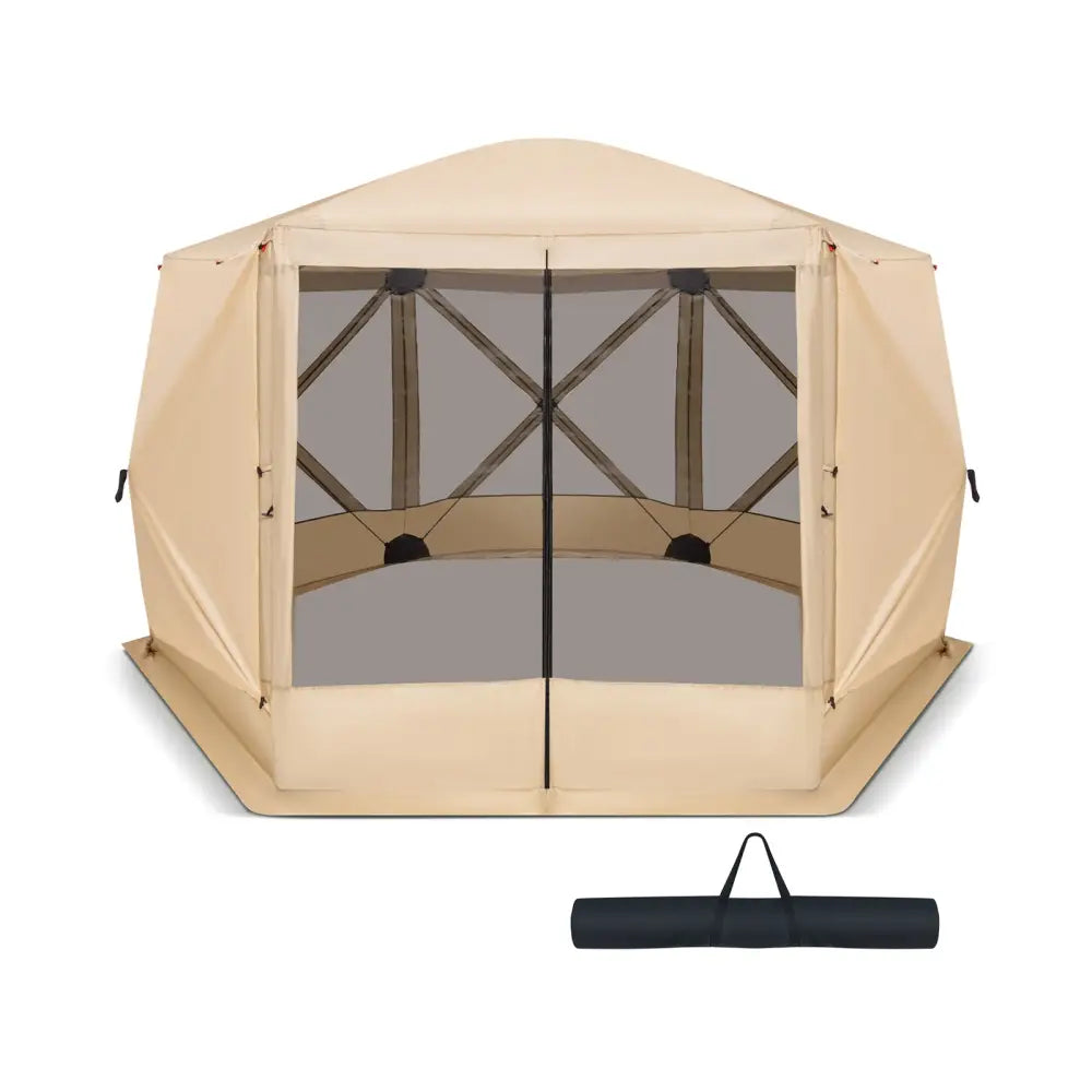 11.5 X 11.5 FT Pop-up Screen House Tent with Portable Carrying Bag-Coffee - Coffee - Tents