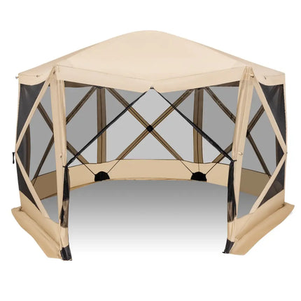 11.5 X 11.5 FT Pop-up Screen House Tent with Portable Carrying Bag-Coffee - Coffee - Tents