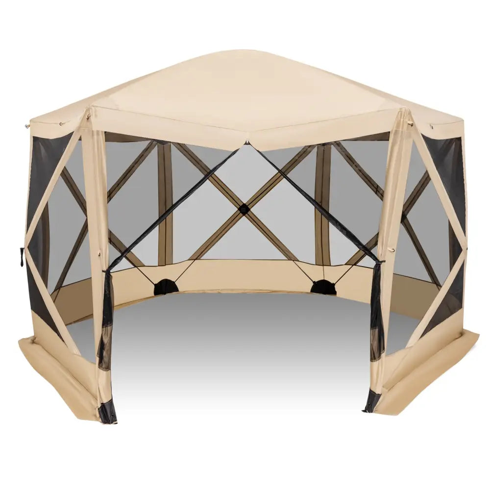11.5 X 11.5 FT Pop-up Screen House Tent with Portable Carrying Bag-Coffee - Coffee - Tents