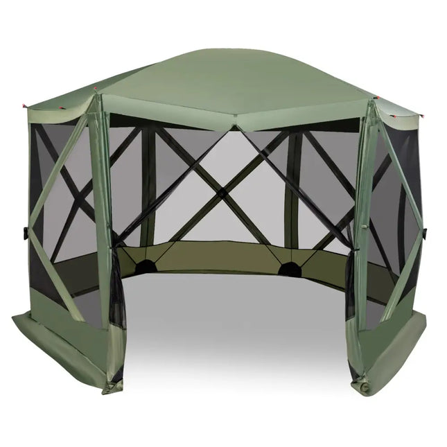 11.5 X 11.5 FT Pop-up Screen House Tent with Portable Carrying Bag-Green - Green - Tents