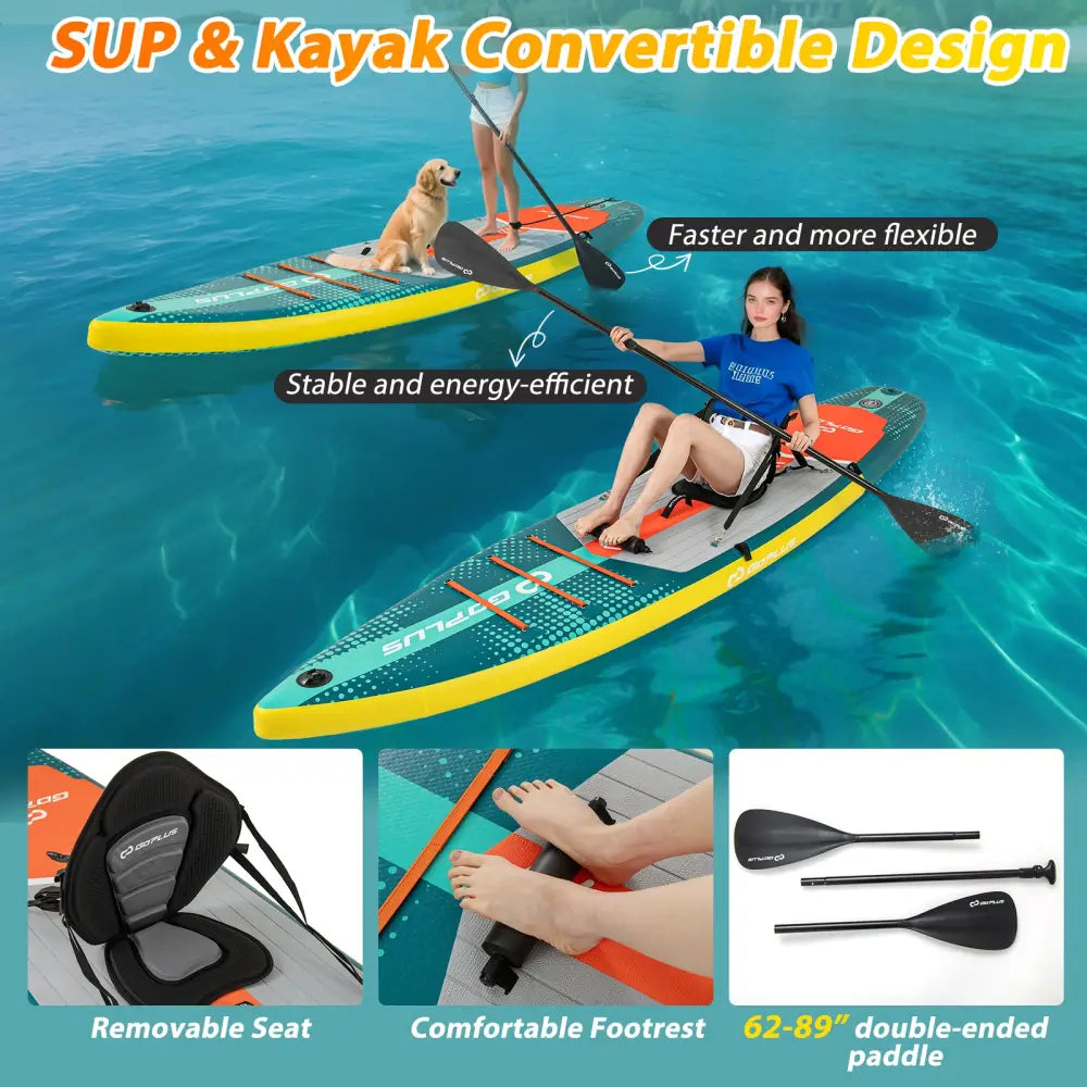 11 Feet Inflatable Stand Up Paddle Board with Kayak Seat for Adults-L - Surfing