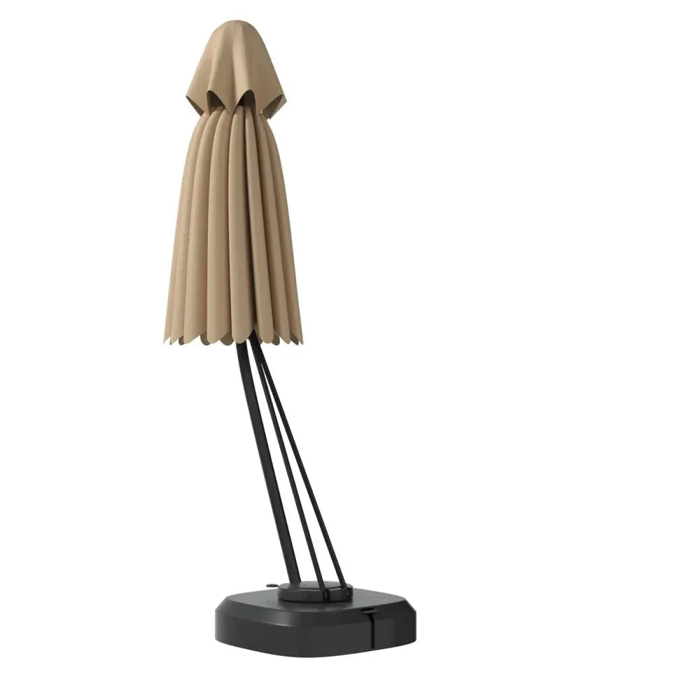 11 Feet Outdoor Cantilever Hanging Umbrella with Base and Wheels-Beige - Beige - Outdoor Umbrellas