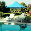 11 Feet Outdoor Cantilever Hanging Umbrella with Base and Wheels-Turquoise - Turquoise - Outdoor Umbrellas