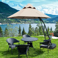 11 Feet Outdoor Cantilever Hanging Umbrella with Base and Wheels-Tan - Tan - Outdoor Umbrellas