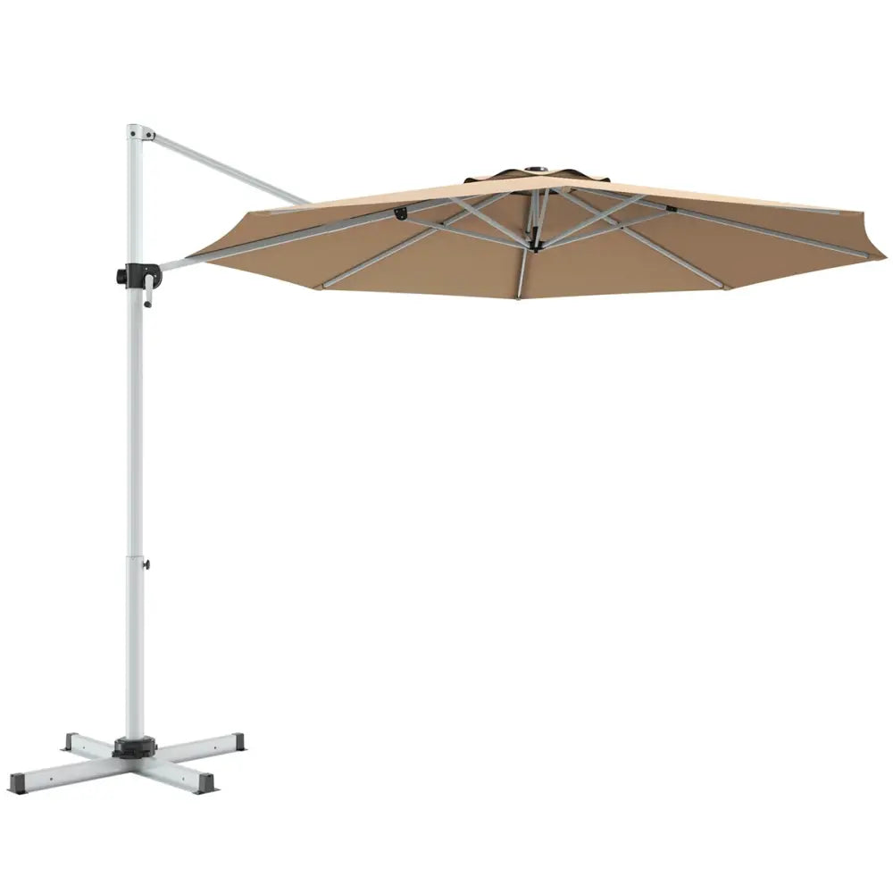 11 Feet Patio Offset Cantilever Umbrella 360° Rotation Aluminum Tilt-Beige - Beige - Outdoor Umbrellas