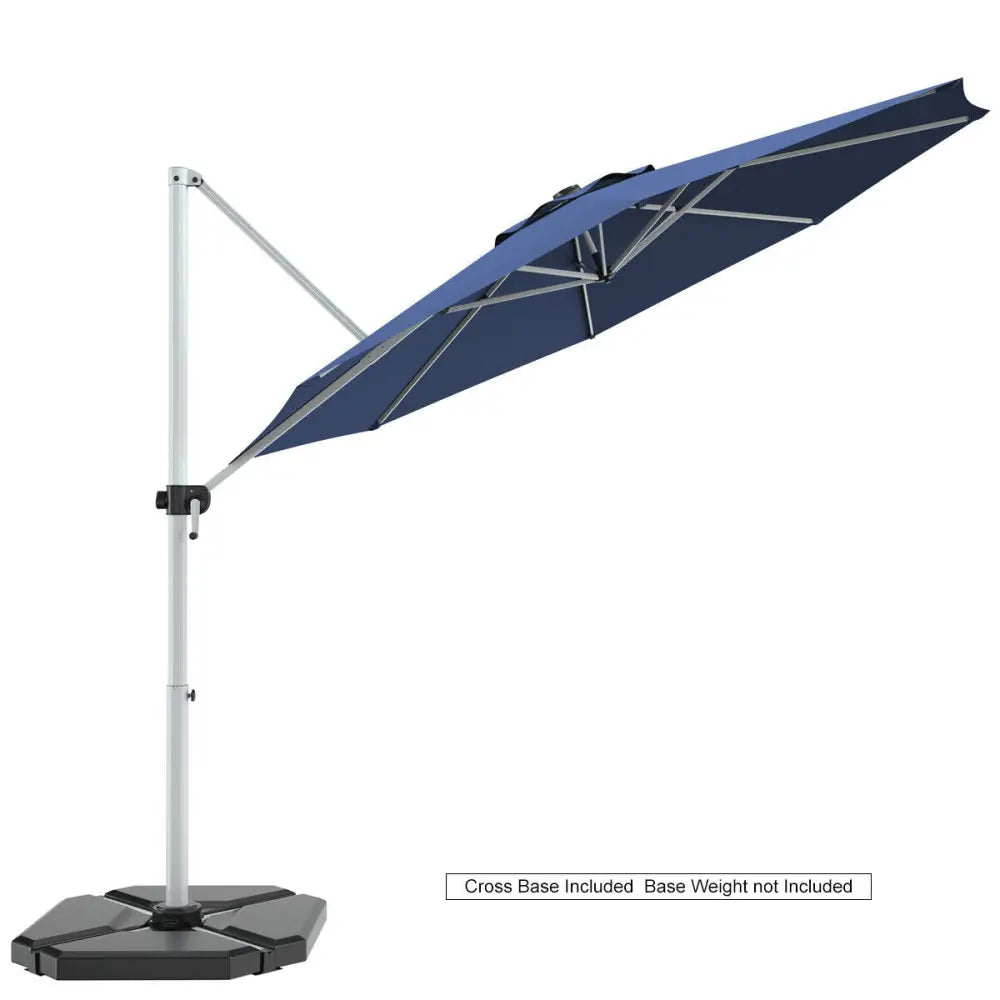 11 Feet Patio Offset Cantilever Umbrella 360° Rotation Aluminum Tilt-Navy - Navy - Outdoor Umbrellas