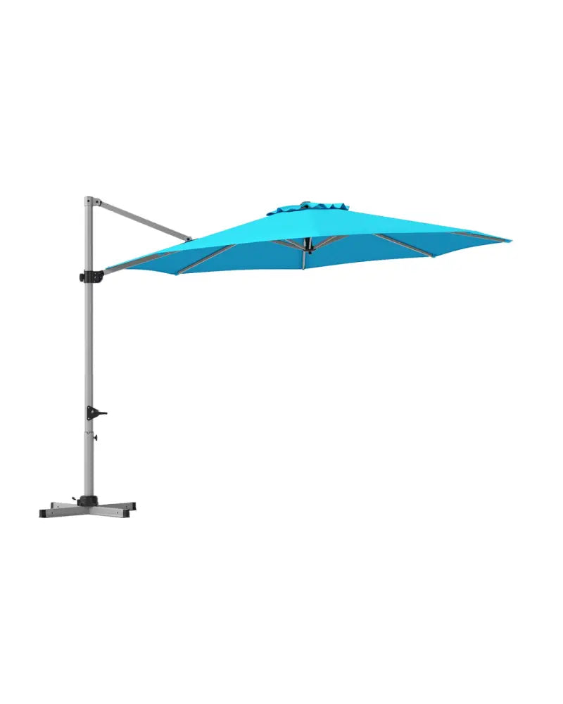 11 Feet Patio Offset Cantilever Umbrella 360° Rotation Aluminum Tilt-Blue - Blue - Outdoor Umbrellas
