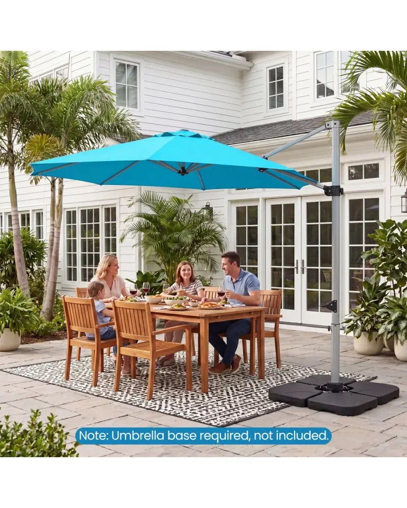 11 Feet Patio Offset Cantilever Umbrella 360° Rotation Aluminum Tilt-Blue - Blue - Outdoor Umbrellas