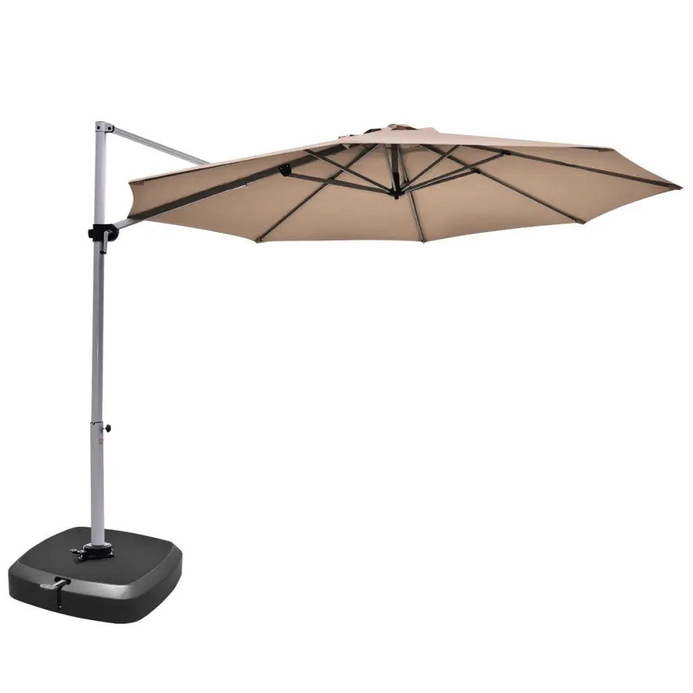 11 Feet Patio Offset Cantilever Umbrella 360° Rotation Aluminum Tilt-Tan - Tan - Outdoor Umbrellas