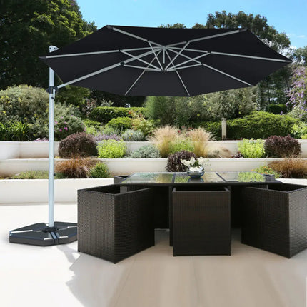 11 Feet Patio Offset Cantilever Umbrella 360° Rotation Aluminum Tilt-Gray - Gray - Outdoor Umbrellas