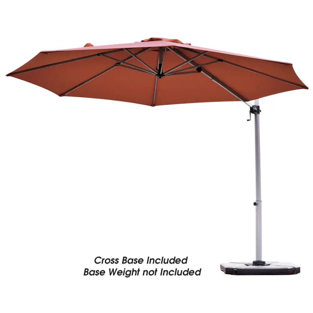 11 Feet Patio Offset Cantilever Umbrella 360° Rotation Aluminum Tilt-Brick Red - Rust Red - Outdoor Umbrellas