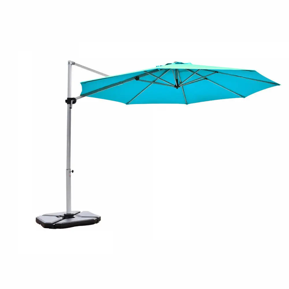 11 Feet Patio Offset Cantilever Umbrella 360° Rotation Aluminum Tilt-Blue - Blue - Outdoor Umbrellas