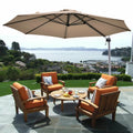 11 Feet Patio Offset Cantilever Umbrella 360° Rotation Aluminum Tilt-Tan - Tan - Outdoor Umbrellas