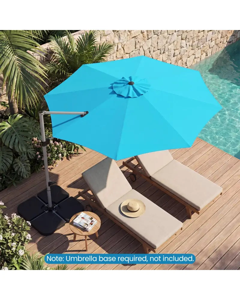 11 Feet Patio Offset Cantilever Umbrella 360° Rotation Aluminum Tilt-Blue - Blue - Outdoor Umbrellas