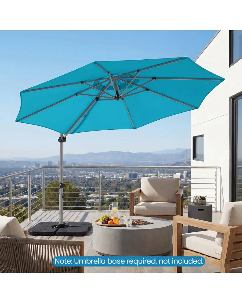 11 Feet Patio Offset Cantilever Umbrella 360° Rotation Aluminum Tilt-Blue - Blue - Outdoor Umbrellas