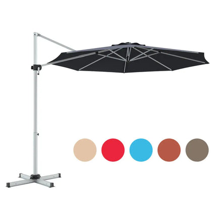 11 Feet Patio Offset Cantilever Umbrella 360° Rotation Aluminum Tilt-Gray - Gray - Outdoor Umbrellas