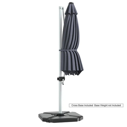 11 Feet Patio Offset Cantilever Umbrella 360° Rotation Aluminum Tilt-Gray - Gray - Outdoor Umbrellas