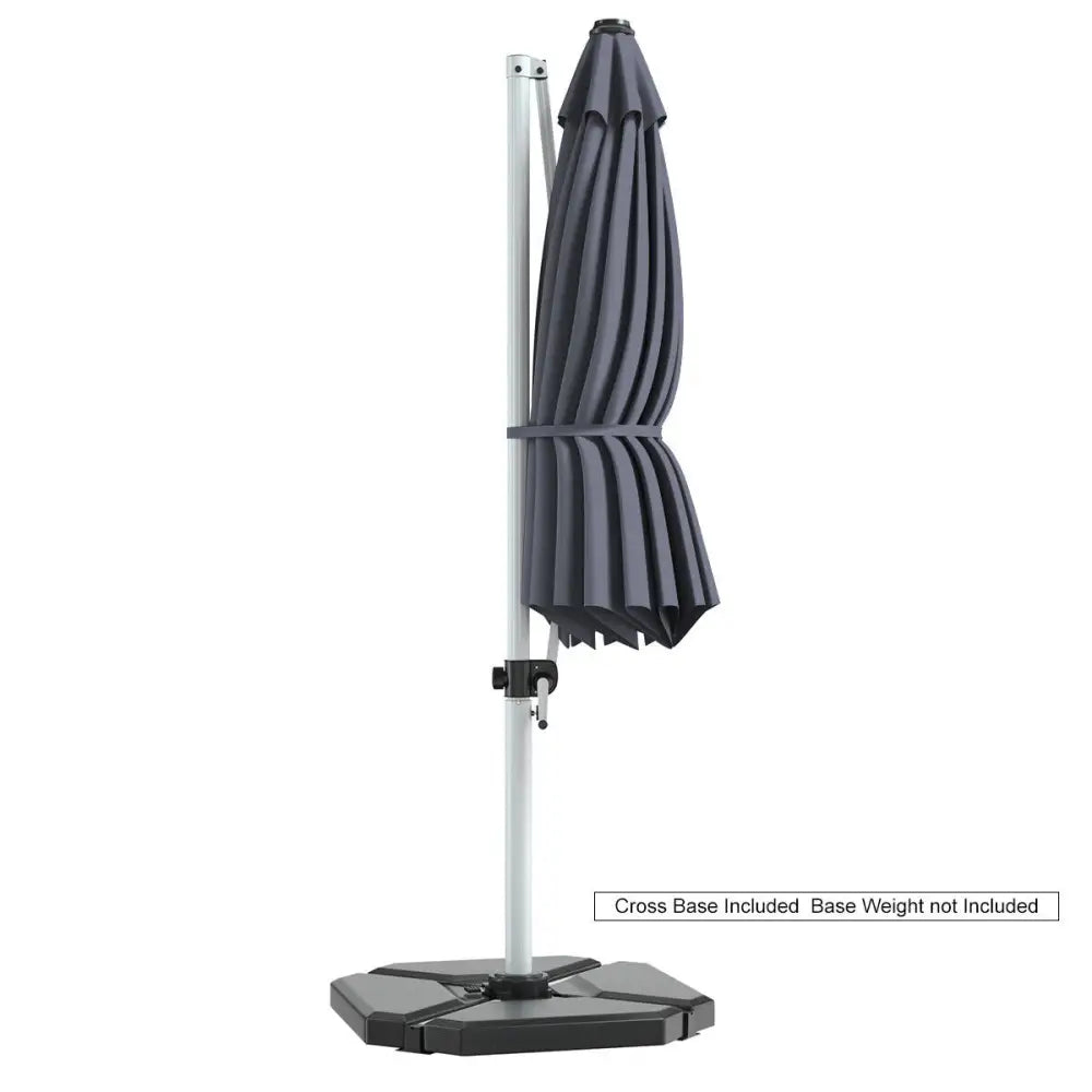 11 Feet Patio Offset Cantilever Umbrella 360° Rotation Aluminum Tilt-Gray - Gray - Outdoor Umbrellas