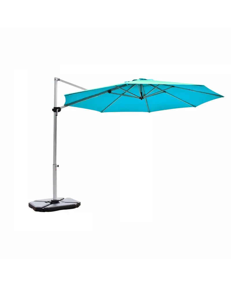 11 Feet Patio Offset Cantilever Umbrella 360Â° Rotation Aluminum Tilt-Blue - Blue - Outdoor Umbrellas