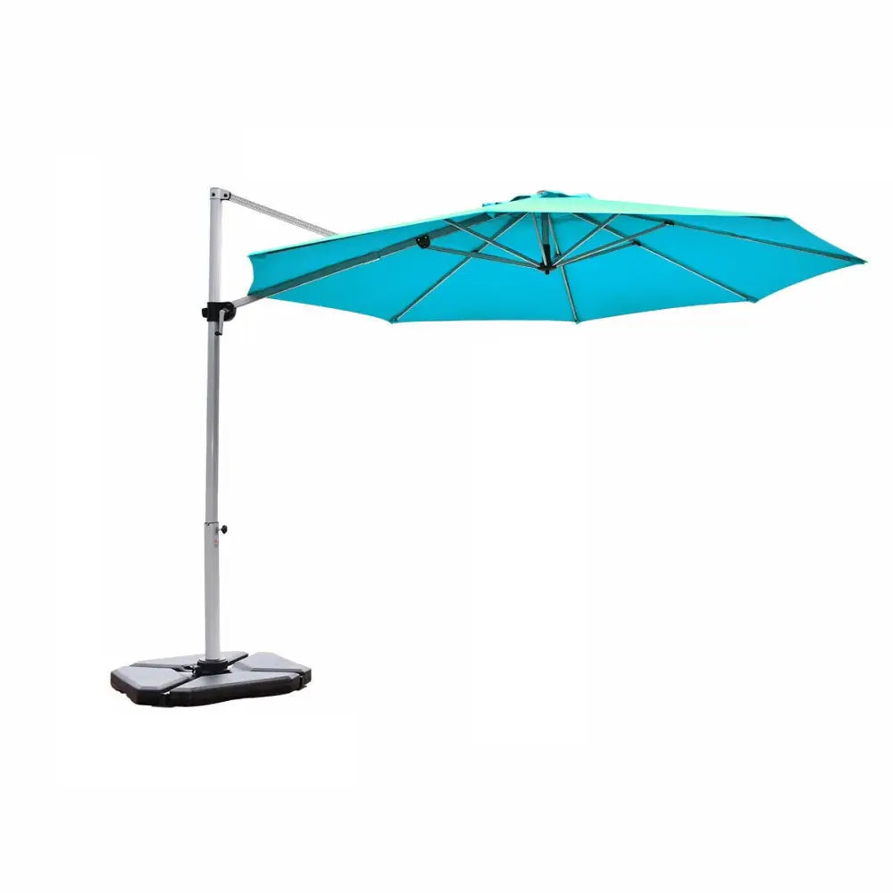 11 Feet Patio Offset Cantilever Umbrella 360Â° Rotation Aluminum Tilt-Blue - Blue - Outdoor Umbrellas