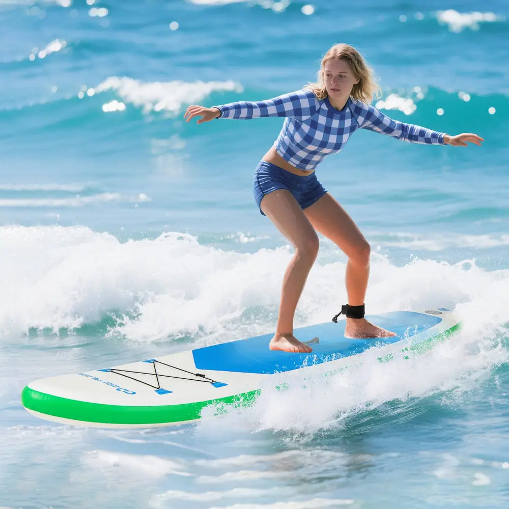 11 Feet Premium SUP Inflatable Stand Up Paddle Board with Accessories and Repair Kit-L - Surfing