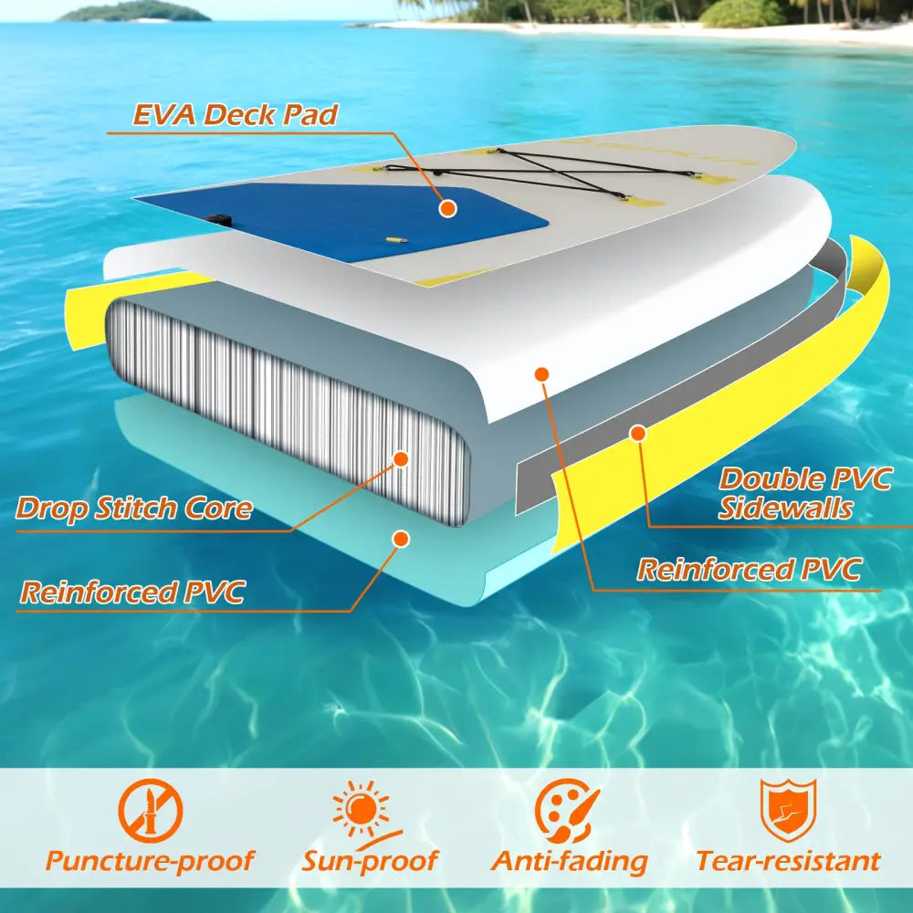 11 Feet Premium SUP Inflatable Stand Up Paddle Board with Accessories for Youth Adults-L - Surfing