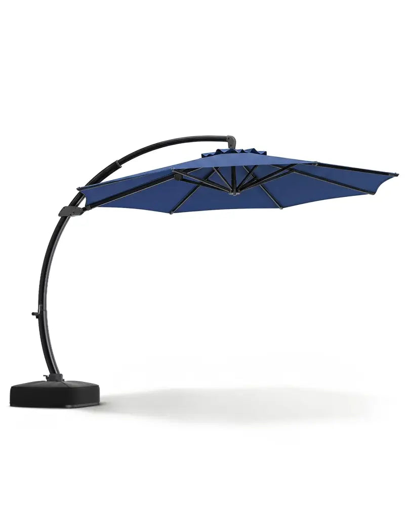 11 FT Cantilever Patio Umbrella with Base with 360° Rotation and Tilt Adjustment-Navy - Navy - Outdoor Umbrellas