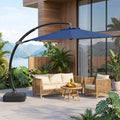 11 FT Cantilever Patio Umbrella with Base with 360° Rotation and Tilt Adjustment-Navy - Navy - Outdoor Umbrellas