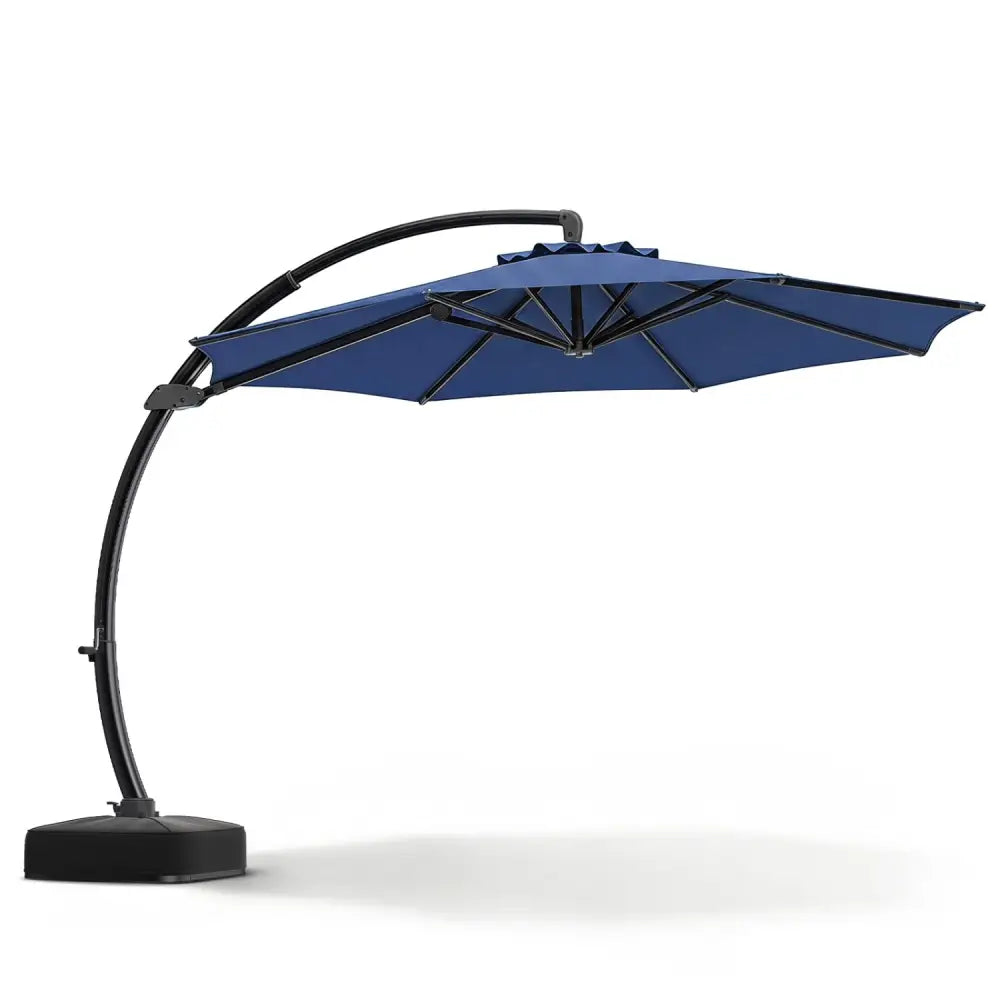 11 FT Cantilever Patio Umbrella with Base with 360° Rotation and Tilt Adjustment-Navy - Navy - Outdoor Umbrellas