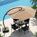 11 FT Cantilever Patio Umbrella with Base with 360° Rotation and Tilt Adjustment-Brown - Brown - Outdoor Umbrellas
