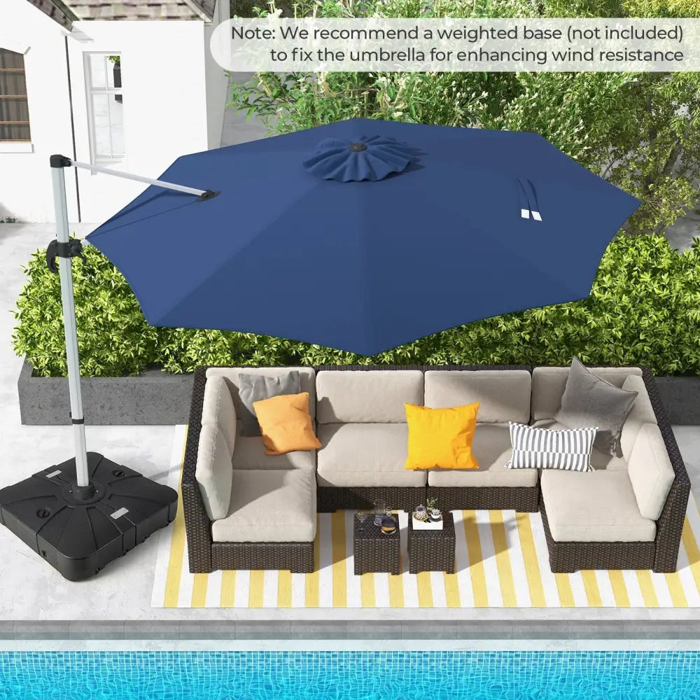 11 FT Outdoor Patio Umbrella with 360° Rotation and Adjustable Tilt-Navy - Navy - Outdoor Umbrellas