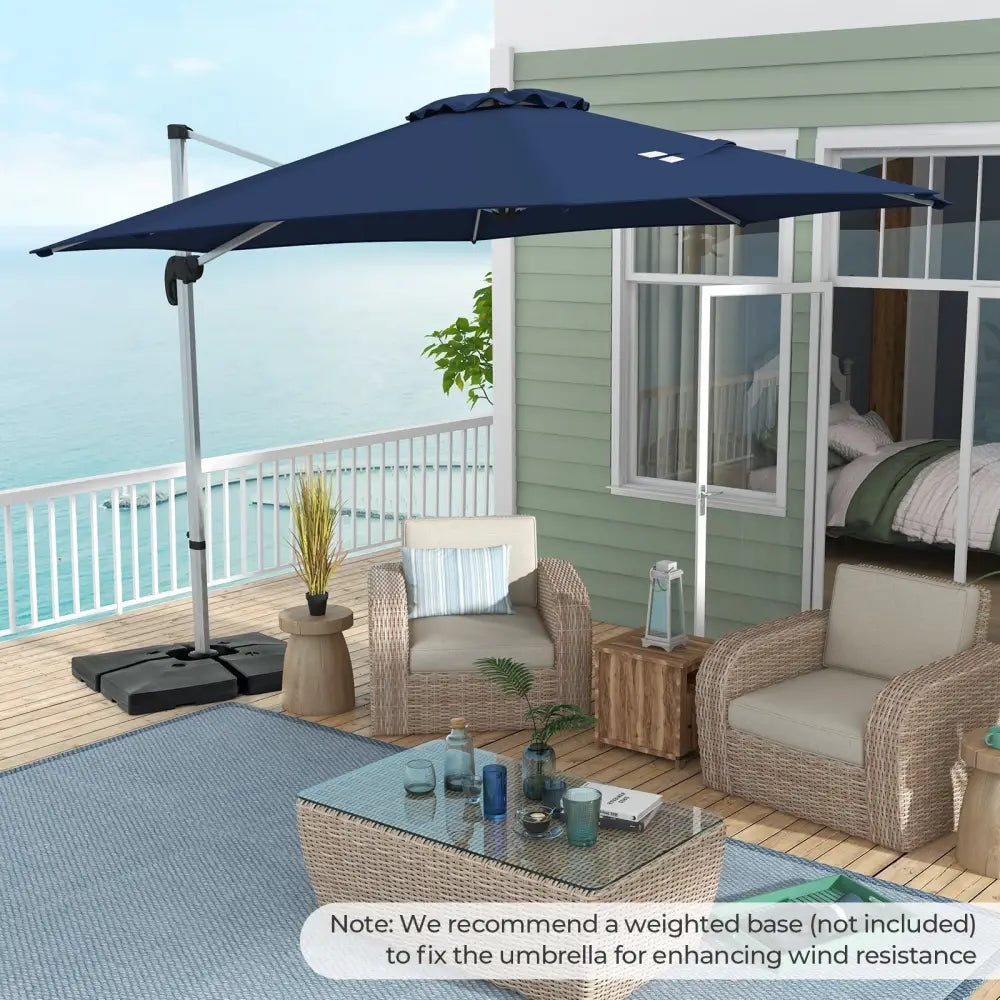 11 FT Outdoor Patio Umbrella with 360° Rotation and Adjustable Tilt-Navy - Navy - Outdoor Umbrellas