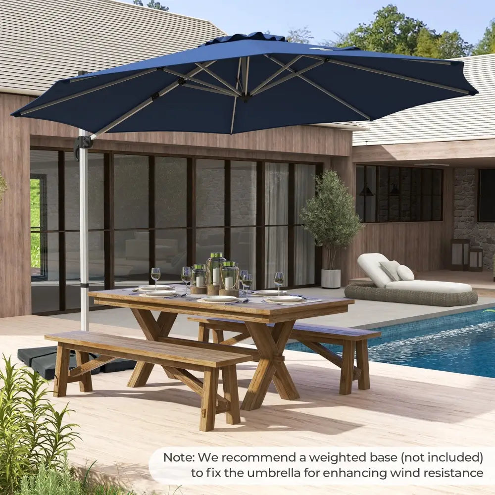 11 FT Outdoor Patio Umbrella with 360° Rotation and Adjustable Tilt-Navy - Navy - Outdoor Umbrellas