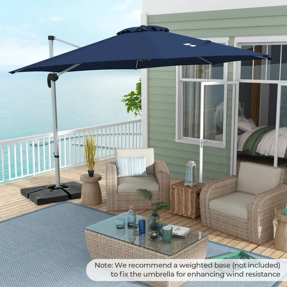 11 FT Outdoor Patio Umbrella with 360° Rotation and Adjustable Tilt-Navy - Navy - Outdoor Umbrellas