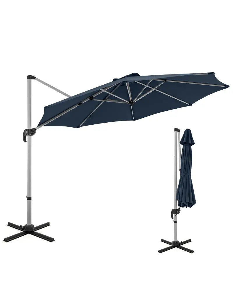 11 FT Outdoor Patio Umbrella with 360° Rotation and Adjustable Tilt-Navy - Navy - Outdoor Umbrellas