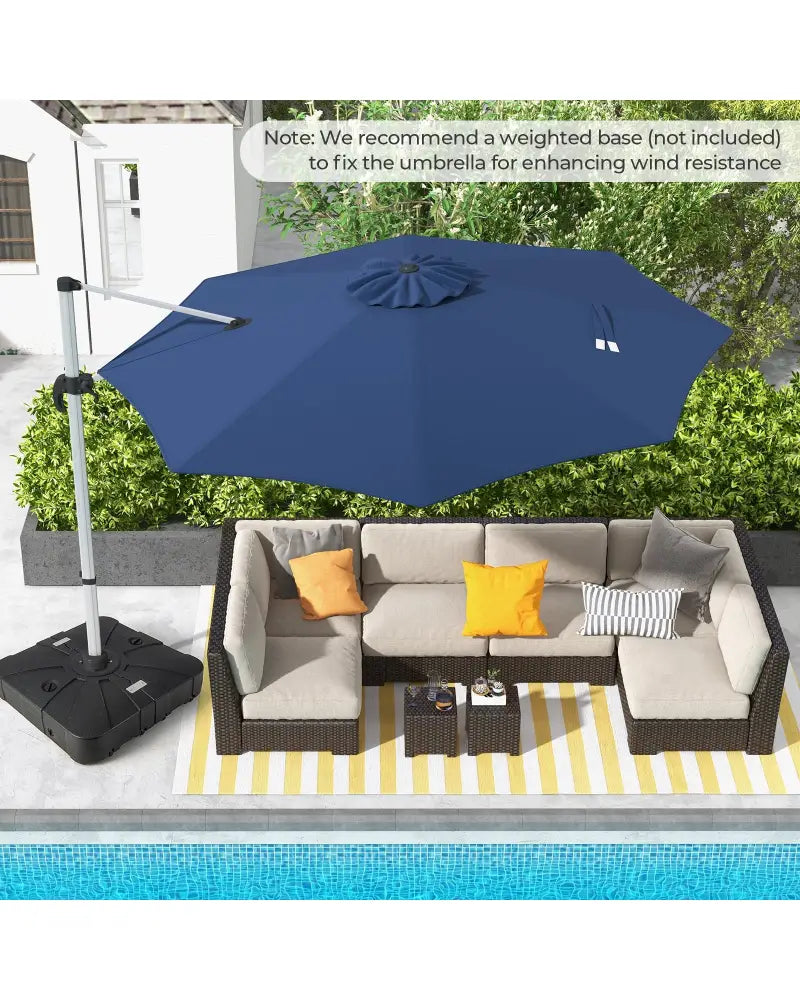 11 FT Outdoor Patio Umbrella with 360° Rotation and Adjustable Tilt-Navy - Navy - Outdoor Umbrellas