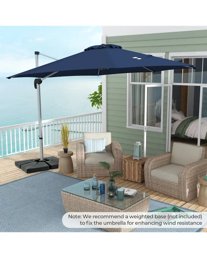 11 FT Outdoor Patio Umbrella with 360° Rotation and Adjustable Tilt-Navy - Navy - Outdoor Umbrellas