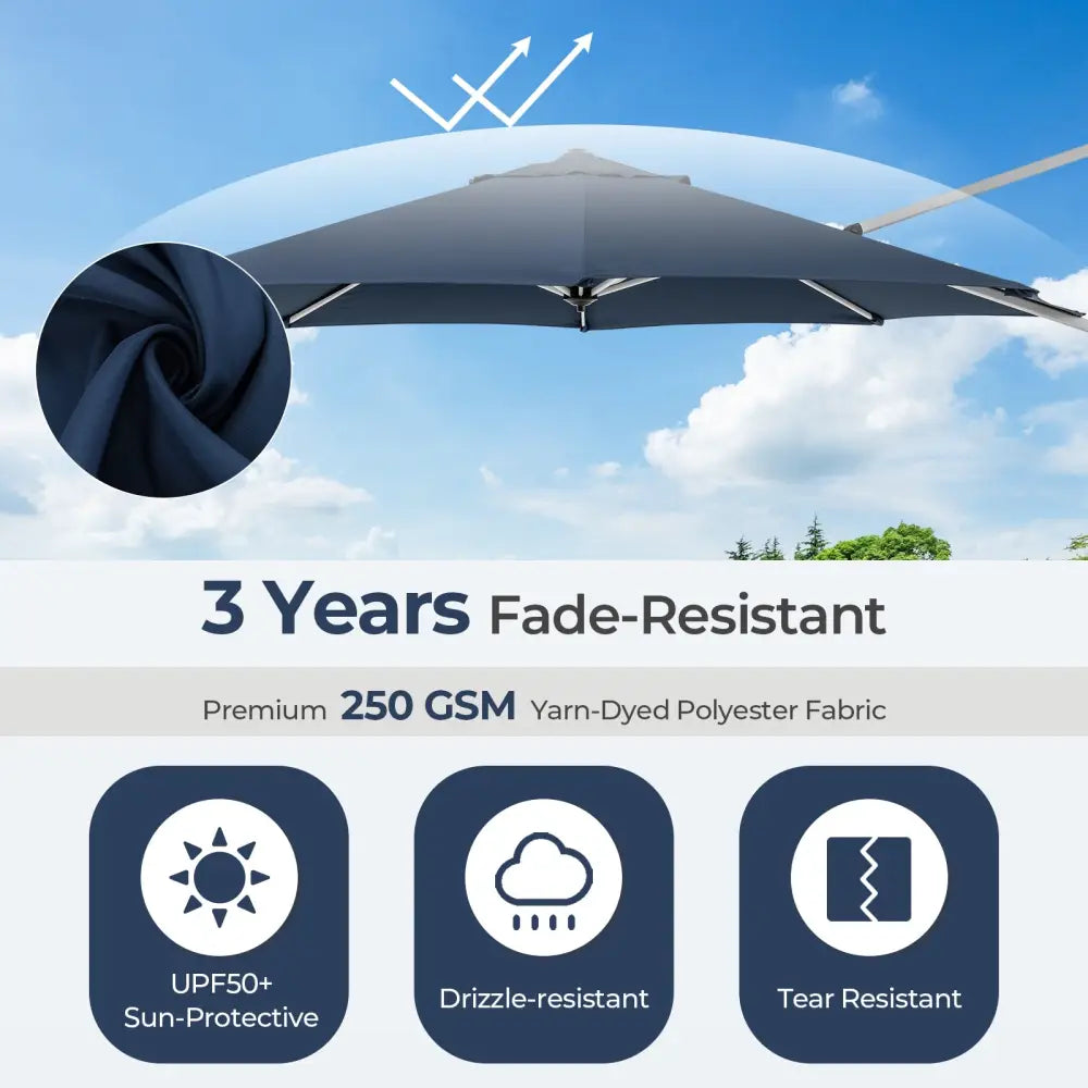 11 FT Outdoor Patio Umbrella with 360° Rotation and Adjustable Tilt-Navy - Navy - Outdoor Umbrellas