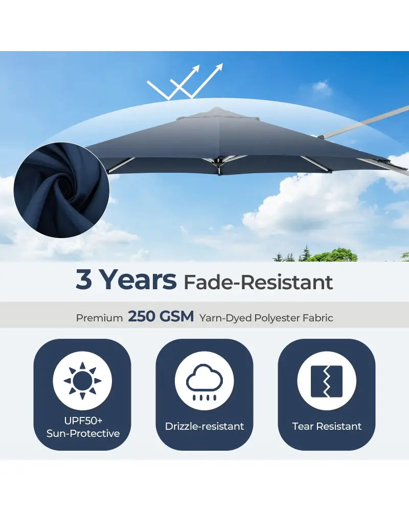 11 FT Outdoor Patio Umbrella with 360° Rotation and Adjustable Tilt-Navy - Navy - Outdoor Umbrellas