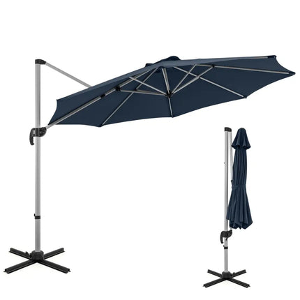 11 FT Outdoor Patio Umbrella with 360° Rotation and Adjustable Tilt-Navy - Navy - Outdoor Umbrellas