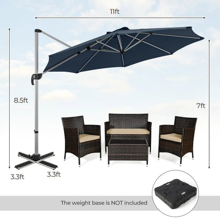 11 FT Outdoor Patio Umbrella with 360° Rotation and Adjustable Tilt-Navy - Navy - Outdoor Umbrellas