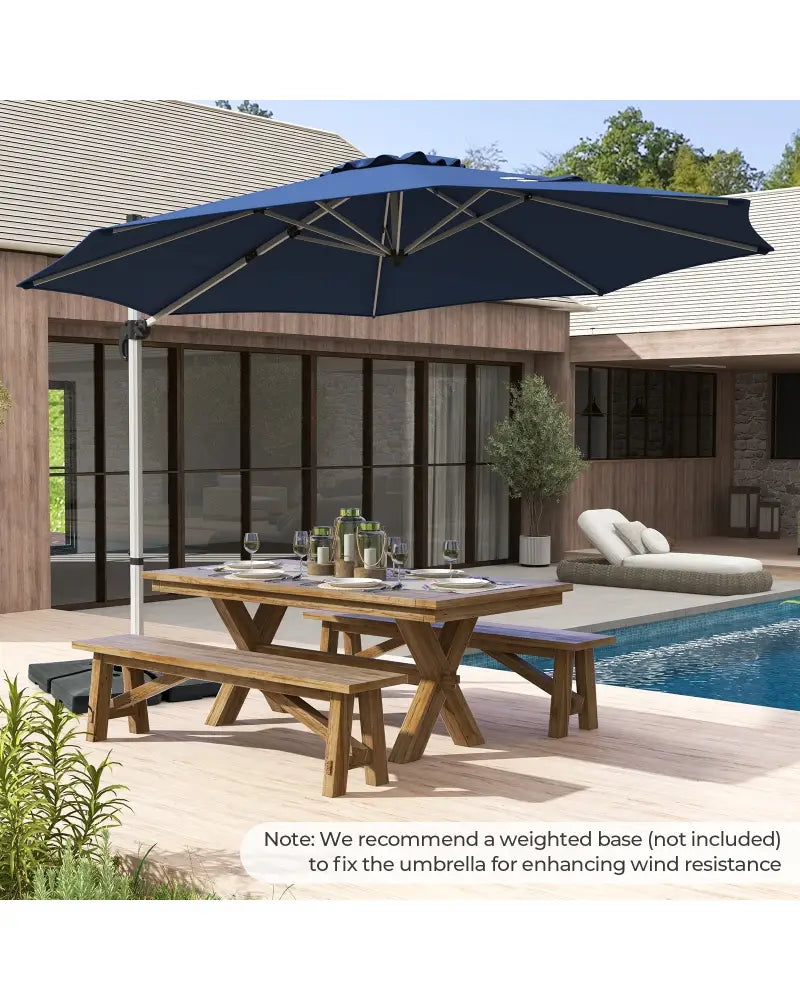 11 FT Outdoor Patio Umbrella with 360° Rotation and Adjustable Tilt-Navy - Navy - Outdoor Umbrellas