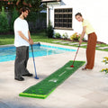 11 FT Putting Green Mat with 2 Adjustable Putters and 6 Balls - Green - Golf