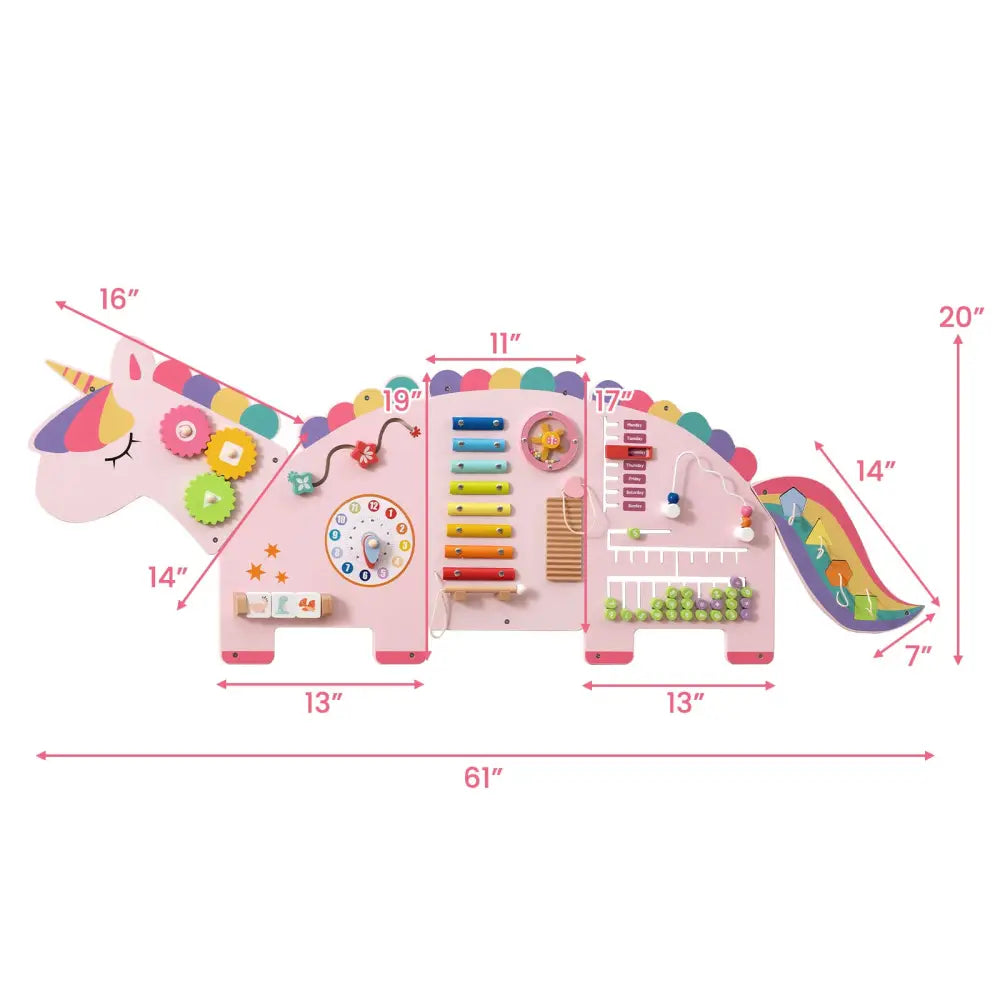 11-in-1 Dinosaur Activity Wall Busy Board Panels for Toddlers Education and Early Development-Pink - Pink - Learning
