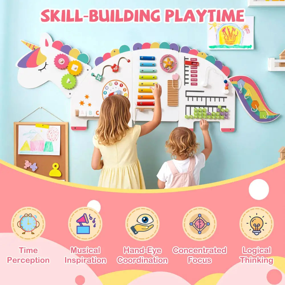 11-in-1 Dinosaur Activity Wall Busy Board Panels for Toddlers Education and Early Development-White - White - Learning