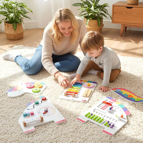 11-in-1 Dinosaur Activity Wall Busy Board Panels for Toddlers Education and Early Development-White - White - Learning