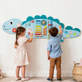 11-in-1 Dinosaur Activity Wall Busy Board Panels for Toddlers Education and Early Development-Blue - Blue - Learning
