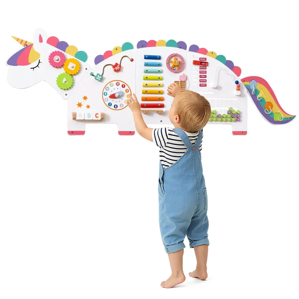 11-in-1 Dinosaur Activity Wall Busy Board Panels for Toddlers Education and Early Development-White - White - Learning